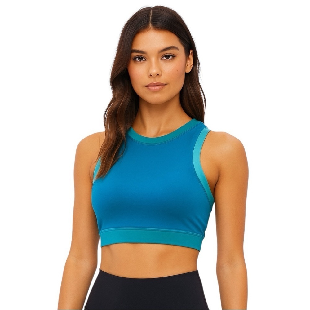 Beach Riot Gwynn Color Block Teal Blue Racerback Activewear Sports Bra Size XS